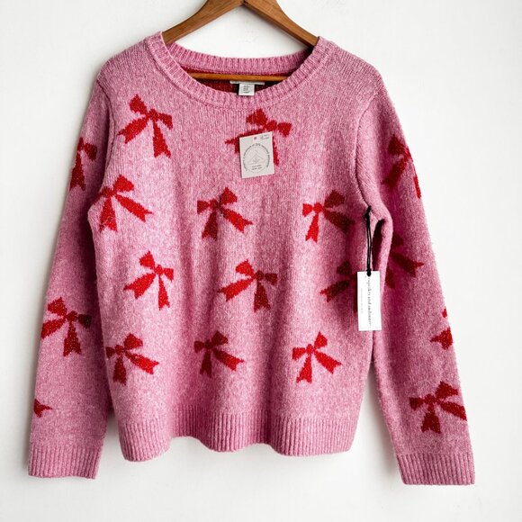 Cashmere and Cupcakes Bow Print Super Soft Sweater M - Picture 2 of 3